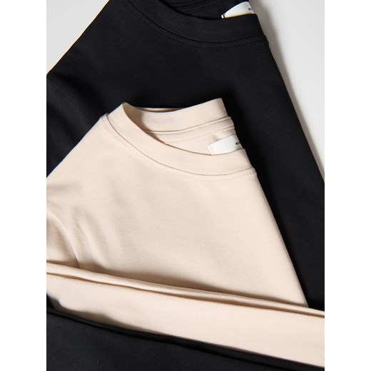 Reserved - Bawełniany longsleeve 2 pack - beżowy Reserved S Reserved