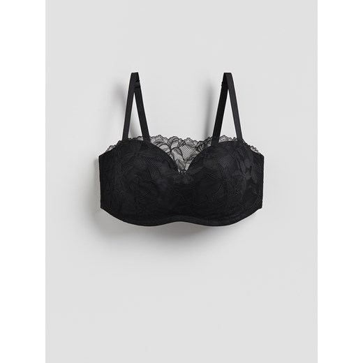 Reserved - Biustonosz push up z koronką - czarny Reserved L Reserved