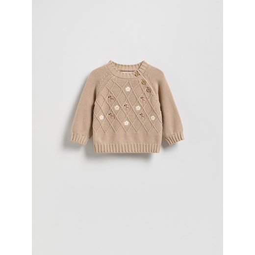 Reserved - Sweter z haftem - beżowy ze sklepu Reserved w kategorii Bluzy i swetry - zdjęcie 185083349