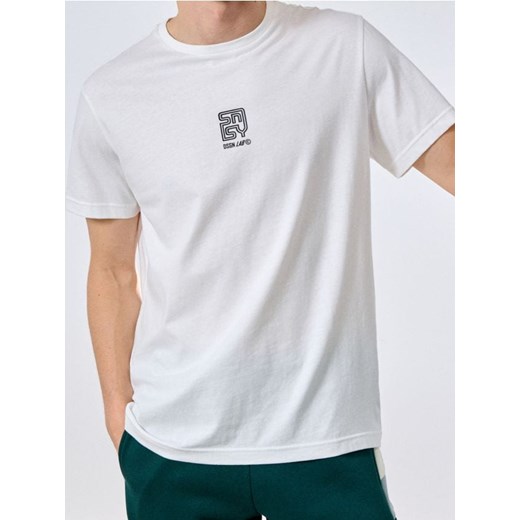 Sinsay - Koszulka z nadrukiem - kremowy ze sklepu Sinsay w kategorii T-shirty męskie - zdjęcie 185083729