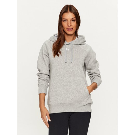 Under Armour Bluza Ua Rival Fleece Hoodie 1379500 Szary Loose Fit ze sklepu MODIVO w kategorii Bluzy damskie - zdjęcie 185083797
