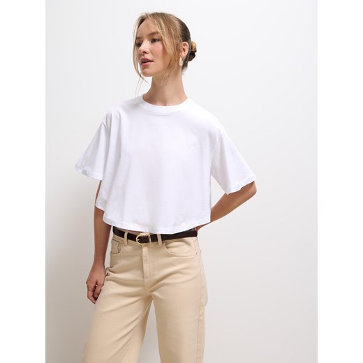 Mohito - Bawełniany biały t-shirt - biały Mohito XS Mohito