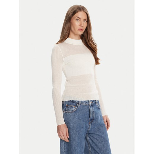 HUGO Sweter Slumy_B 50543045 Écru Slim Fit ze sklepu MODIVO w kategorii Swetry damskie - zdjęcie 185085509