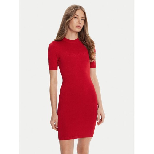 HUGO Sukienka dzianinowa Sbloggy 50543324 Czerwony Slim Fit ze sklepu MODIVO w kategorii Sukienki - zdjęcie 185085525