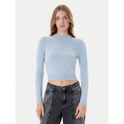 HUGO Sweter Sblog_B 50543054 Błękitny Slim Fit ze sklepu MODIVO w kategorii Swetry damskie - zdjęcie 185085527