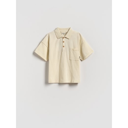 Reserved - Bawełniany t-shirt polo - złamana biel ze sklepu Reserved w kategorii T-shirty chłopięce - zdjęcie 185085797