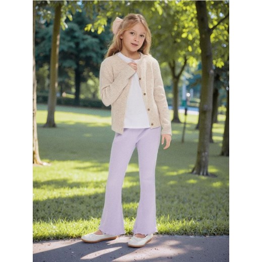 Sinsay - Spodnie z prążkowanej dzianiny - fioletowy ze sklepu Sinsay w kategorii Spodnie dziewczęce - zdjęcie 185132615