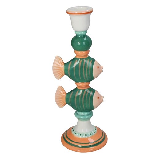 Kersten Świecznik &quot;Fishes&quot; w kolorze zielonym - 10,4 x 26,5 x 9,3 cm ze sklepu Limango Polska w kategorii Świeczniki - zdjęcie 185134669