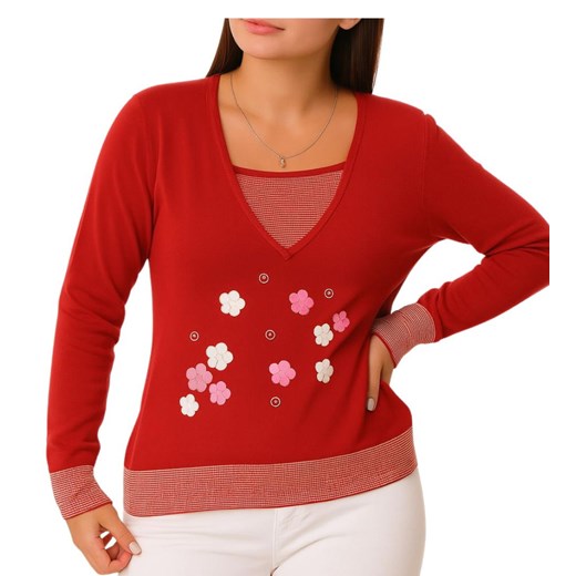 Czerwona bluzka sweter damski /H2 K20 ub991 S0/ S/M Pantofelek24.pl