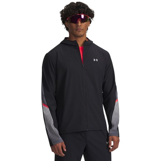 Męska kurtka do biegania Under Armour UA Velociti Storm Hooded - czarna ze sklepu Sportstylestory.com w kategorii Kurtki męskie - zdjęcie 185137745