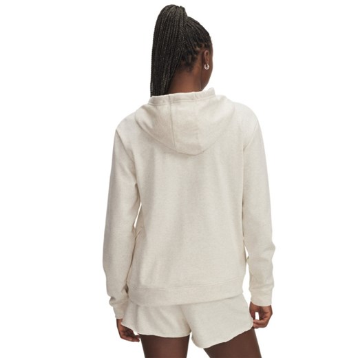 Damska bluza dresowa nierozpinana z kapturem Under Armour UA Rival Terry Hoodie - beżowa ze sklepu Sportstylestory.com w kategorii Bluzy damskie - zdjęcie 185137769