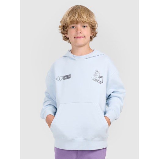Chłopięca bluza nierozpinana z kapturem 4F 4FJRAW25TSWSM2447 - niebieska ze sklepu Sportstylestory.com w kategorii Bluzy chłopięce - zdjęcie 185137887