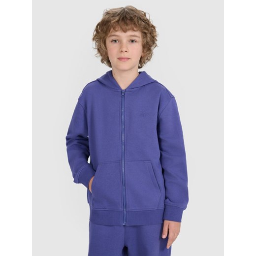 Chłopięca bluza rozpinana z kapturem 4F 4FJRAW25TSWSM2488 - niebieska ze sklepu Sportstylestory.com w kategorii Bluzy chłopięce - zdjęcie 185137917