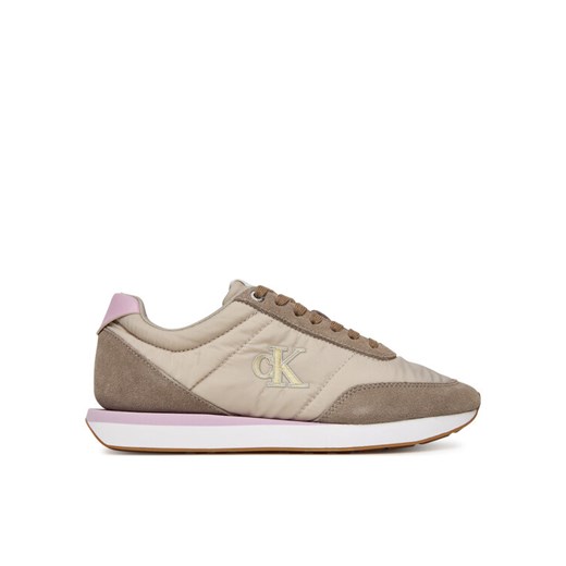Sneakersy Calvin Klein Retro Runner Lace Up Nylon Mg YW0YW01990 Khaki ze sklepu eobuwie.pl w kategorii Buty sportowe damskie - zdjęcie 185138155