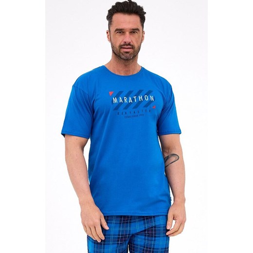 Bawełniana piżama męska 134/303 Marathon, Kolor kobaltowy-wzór, Rozmiar S, Cornette ze sklepu Primodo w kategorii Piżamy męskie - zdjęcie 185139807