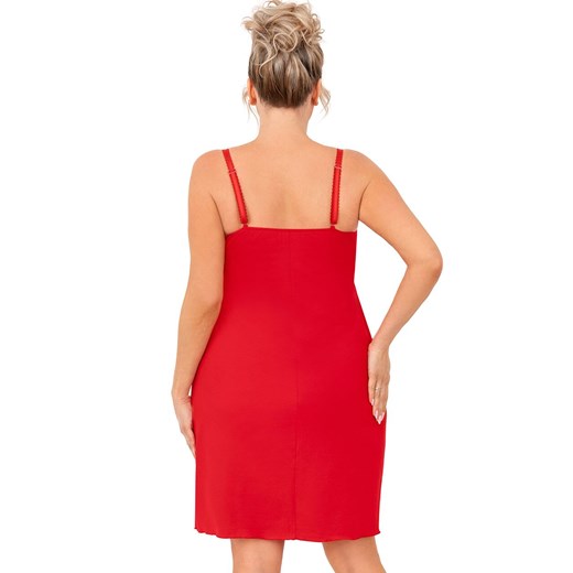 Czerwona koszula nocna na ramiączka plus size Sylvia, Kolor czerwony, Rozmiar 3XL, Donna ze sklepu Intymna w kategorii Koszule nocne - zdjęcie 185141279