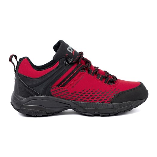 Buty trekkingowe damskie na grubej podeszwie DK czerwone ze sklepu ButyModne.pl w kategorii Buty trekkingowe damskie - zdjęcie 185355287