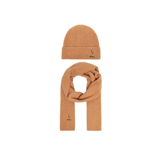 Polo Ralph Lauren Zestaw Szalik i Czapka 455981430002 Brązowy ze sklepu MODIVO w kategorii Czapki zimowe damskie - zdjęcie 185355395