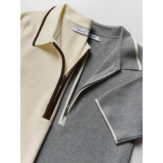 Reserved - Sweter polo z wiskozą - kremowy Reserved M Reserved