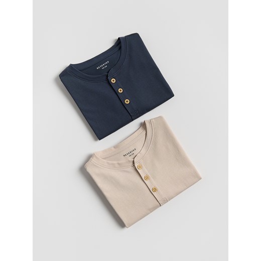 Reserved - Bawełniany longsleeve 2 pack - granatowy ze sklepu Reserved w kategorii T-shirty chłopięce - zdjęcie 185356077