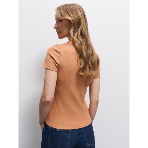 Mohito - Bluzka z kołnierzykiem polo - bursztynowy Mohito L Mohito