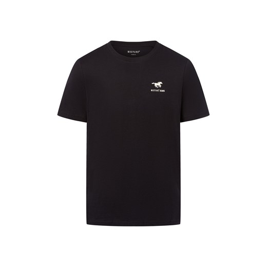 Mustang Koszulka męska - Austin Mężczyźni Bawełna czarny jednolity ze sklepu vangraaf w kategorii T-shirty męskie - zdjęcie 185362728