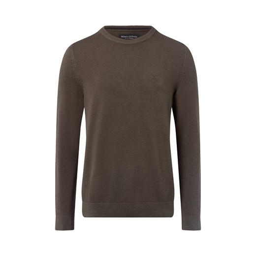 Marc O'Polo Męski sweter z dzianiny Mężczyźni drobna dzianina khaki jednolity ze sklepu vangraaf w kategorii Swetry męskie - zdjęcie 185362735