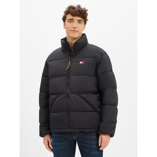 Tommy Jeans Pikowana kurtka męska Mężczyźni czarny jednolity ze sklepu vangraaf w kategorii Kurtki męskie - zdjęcie 185362788