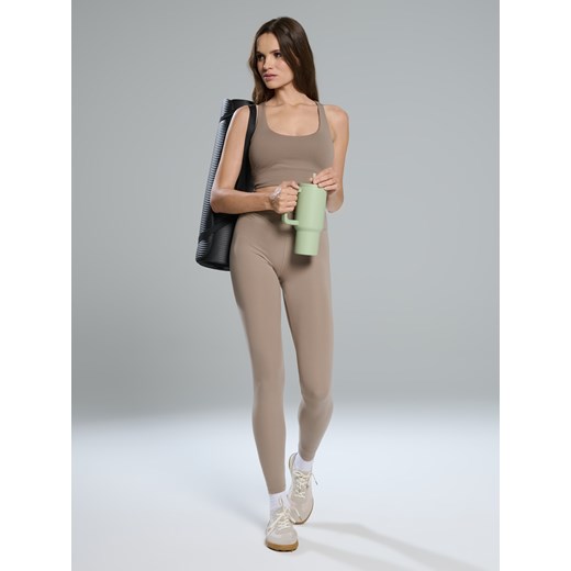 Sinsay - Top sportowy na ramiączkach - kremowy Sinsay S Sinsay