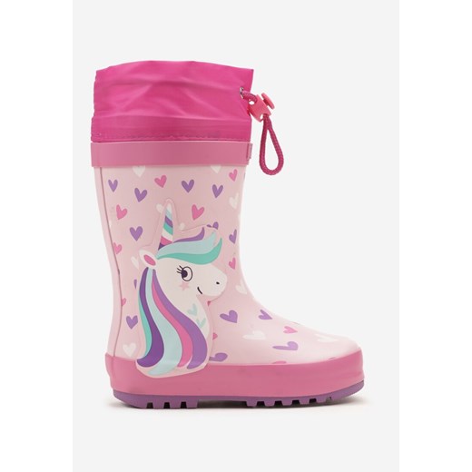 Różowo-Fioletowe Kalosze ze Ściągaczem przy Cholewce i Delikatnym Ociepleniem Polenne ze sklepu born2be.pl w kategorii Kalosze dziecięce - zdjęcie 185363449