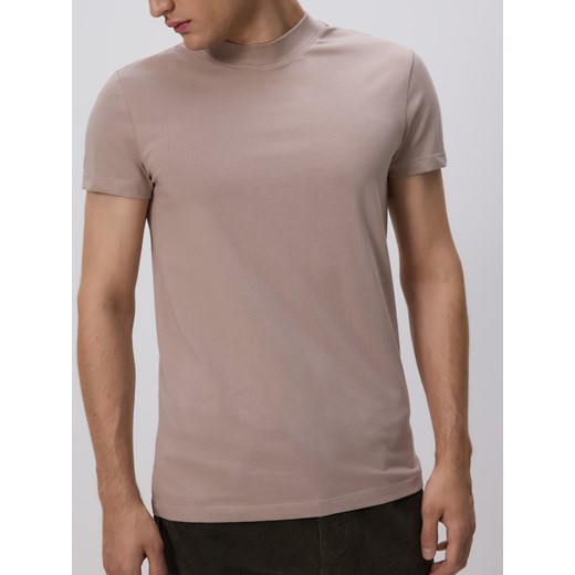 Reserved - Bawełniany t-shirt slim fit - brązowy ze sklepu Reserved w kategorii T-shirty męskie - zdjęcie 185364209