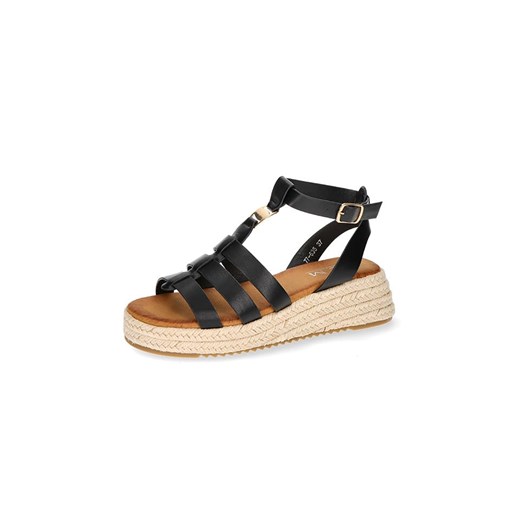 C&apos;M Sandały w kolorze czarnym na koturnie ze sklepu Limango Polska w kategorii Espadryle damskie - zdjęcie 185364867