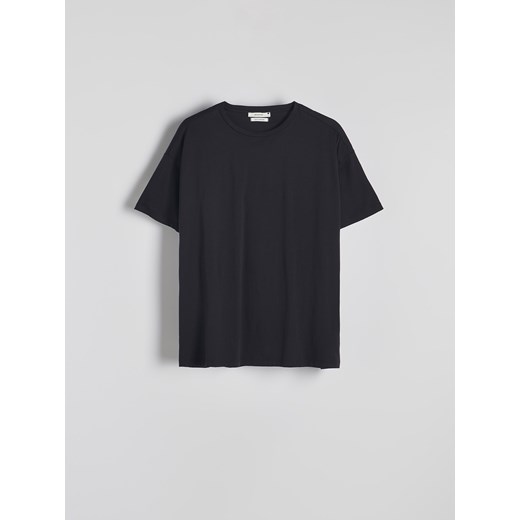 Reserved - T-shirt regular z merceryzowanej bawełny - czarny Reserved XS promocyjna cena Reserved