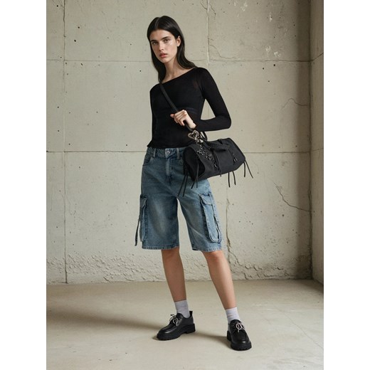 Sinsay - Dopasowana bluzka basic - czarny Sinsay L Sinsay