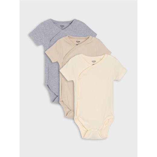 Sinsay - Body z prążkowanej dzianiny 3 pack - kremowy ze sklepu Sinsay w kategorii Odzież dla niemowląt - zdjęcie 185367376