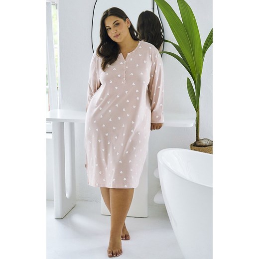Bawełniana koszula nocna damska plus size Nori 3469, Kolor różowy-wzór, Rozmiar 4XL, Taro ze sklepu Primodo w kategorii Koszule nocne - zdjęcie 185369037