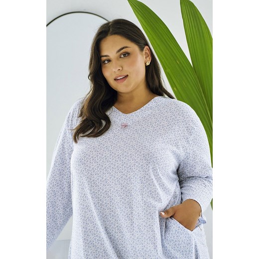 Bawełniana koszula nocna damska plus size Debora 3464, Kolor niebieski-wzór, Rozmiar 4XL, Taro ze sklepu Intymna w kategorii Koszule nocne - zdjęcie 185369588
