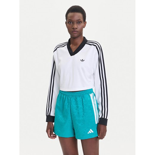 adidas Bluzka adicolor Football Jacquard JV9740 Biały Loose Fit ze sklepu MODIVO w kategorii Bluzki damskie - zdjęcie 185371808