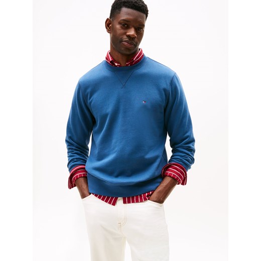 Tommy Hilfiger Bluza męska Mężczyźni Materiał dresowy indygo jednolity ze sklepu vangraaf w kategorii Bluzy męskie - zdjęcie 185373625