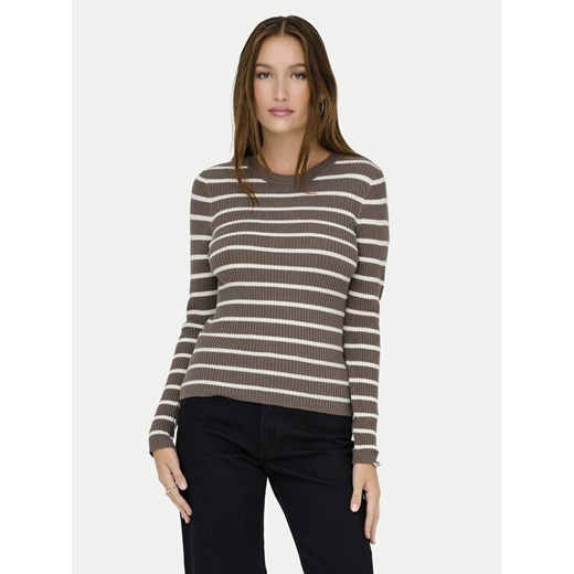 ONLY Sweter Louisa 15344579 Brązowy Slim Fit ze sklepu MODIVO w kategorii Swetry damskie - zdjęcie 185373717