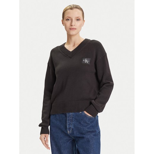 Calvin Klein Jeans Sweter LV047D352G Czarny Regular Fit ze sklepu MODIVO w kategorii Swetry damskie - zdjęcie 185373765