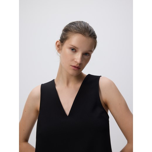 Reserved - Sukienka mini z falbaną - czarny Reserved L Reserved