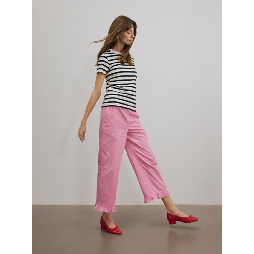 Reserved - Spodnie z falbanką - różowy Reserved XL Reserved