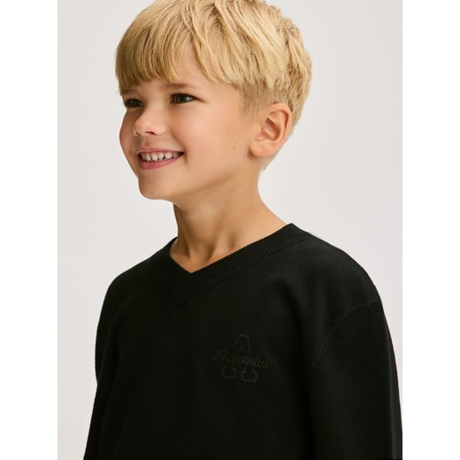 Reserved - Sweter z haftem - czarny Reserved 140 (9 lat) Reserved