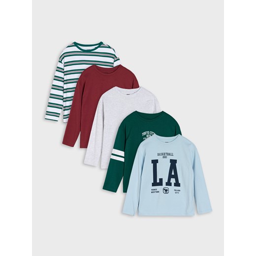 Sinsay - Koszulki z długim rękawem 5 pack - błękitny Sinsay 98 (2-3 l) Sinsay