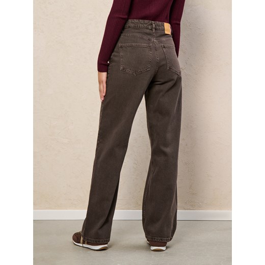 Sinsay - Jeansy wide leg - brązowy Sinsay 34 Sinsay