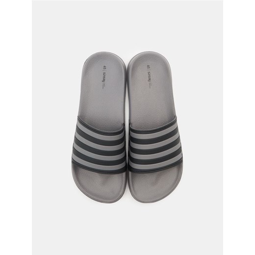 Sinsay - Klapki w paski - szary ze sklepu Sinsay w kategorii Klapki męskie - zdjęcie 185376277
