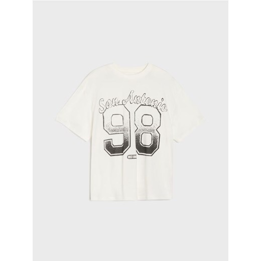 Sinsay - Koszulka z nadrukiem San Antonio 98 - kremowy Sinsay 140 (9-10 l) Sinsay