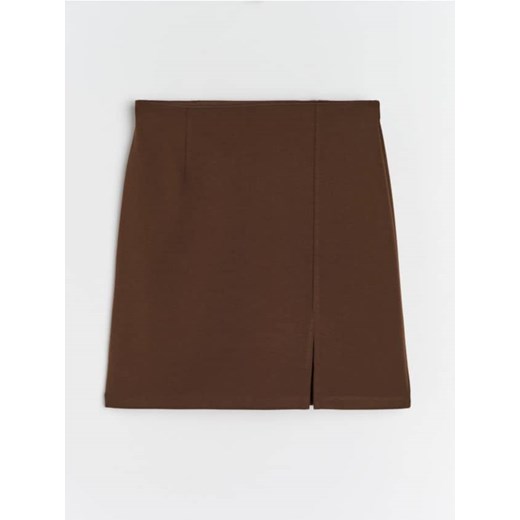 Sinsay - Spódnica mini z rozcięciem - brązowy Sinsay S Sinsay