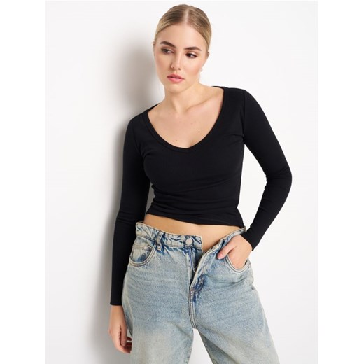 Sinsay - Koszulka z długimi rękawami - czarny ze sklepu Sinsay w kategorii Bluzki damskie - zdjęcie 185376397